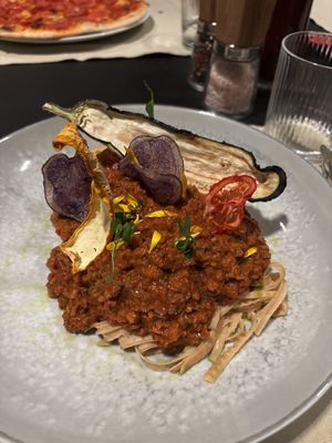 Chickpea pasta with vegan bolognese   at La Cucina in Soelden