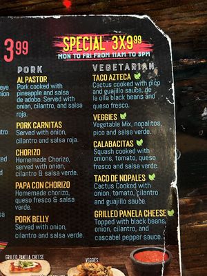 vegetarian/vegan taco options   at Diablos Tacos & Mezcal in Hot Springs