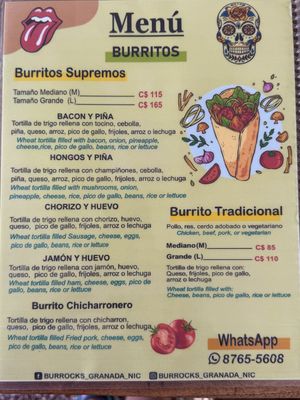 Menu  at Burrocks Mexican Food in Granada