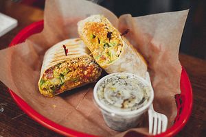Some of the organic and vegan food that is served in the cafe in store. at New Bridge Organic Market in Jacksonville