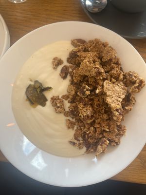 Granola with courgette jam   at Babushka Kitchen Cafe in Portrush