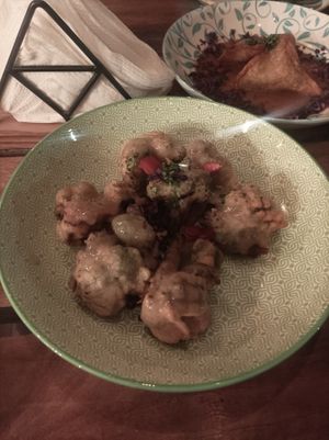 Fried broccoli at Shado Beni Caribbean Tapas Lounge in Caye Caulker