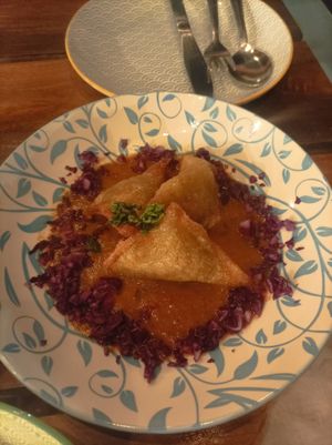 Potato samosas at Shado Beni Caribbean Tapas Lounge in Caye Caulker