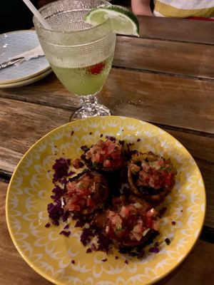 Mushroom tostones    at Shado Beni Caribbean Tapas Lounge in Caye Caulker