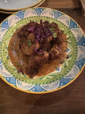 Coconut mushrooms and jerk sauce   at Shado Beni Caribbean Tapas Lounge in Caye Caulker