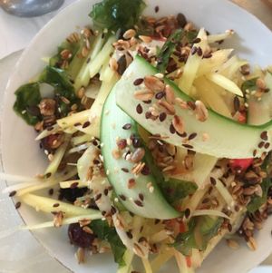 salad on daily specials list at Zakaim - Vegan Boutique in Tel Aviv