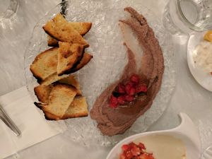 Black lentil pate  at Zakaim - Vegan Boutique in Tel Aviv