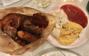 Chips with vegan mayo, aioli, and ketchup  at Zakaim - Vegan Boutique in Tel Aviv