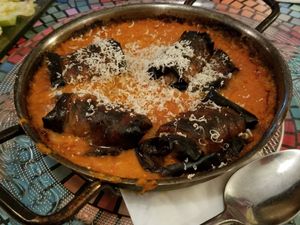Eggplant dish at Zakaim - Vegan Boutique in Tel Aviv