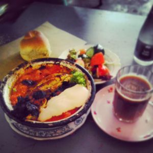 roasted eggplant at Zakaim - Vegan Boutique in Tel Aviv