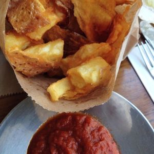'Torn' Chips and Special Ketchup  at Zakaim - Vegan Boutique in Tel Aviv