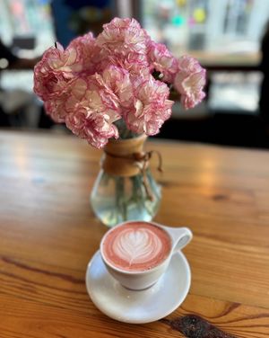 Beetroot Latte - Vegan when choosing oat, almond or soy milk. at The Coffee Box in Rahway