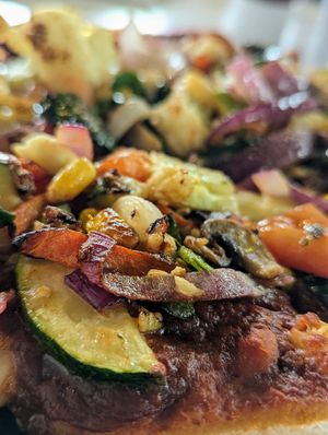 Cheeseless veggie pizza at Starliner Diner in Hilliard