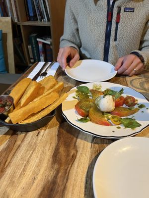 Chickpea fries and caprese salad  at Lola Rosa - Parc in Montreal