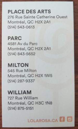  at Lola Rosa - Parc in Montreal