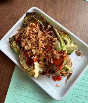 Grilled hispi cabbagee  at Ka Pao in Edinburgh