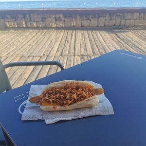 Delicious vegan hot dog!!!!!!!! I could eat there everyday #Veganuary at Perritos Calientes El Medano in Tenerife