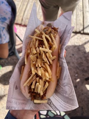 Vegan hot-dog with seitan   at Perritos Calientes El Medano in Tenerife