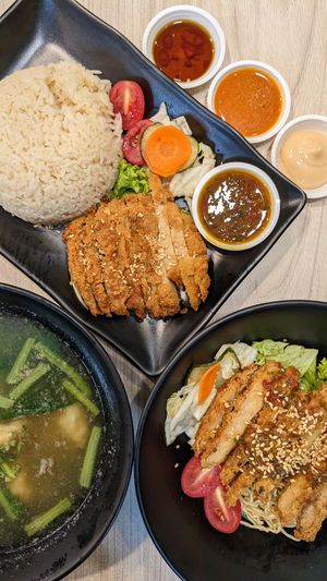 Vegan Chicken Cutlet Noodles, Chicken Cutlet Rice, Wanton Soup at Kale by KangSu 康素 @ The Adelphi in Central Singapore