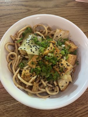 SIZZLING SPICY NOODLES with tofu  at MAKfam in Denver