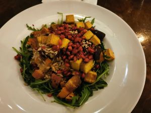 Smoked tofu salad at HEVRE bar in Krakow