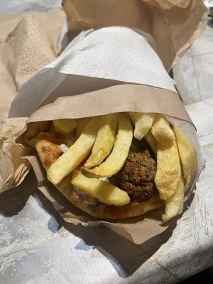 Gyros with lentil croquettes  at Mushroom in Thessaloniki