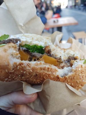 Very tasty mushroom burger with chutney and mayo. #Veganuary at Mushroom in Thessaloniki