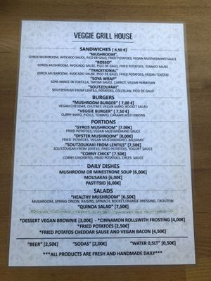 The actual menu! at Mushroom in Thessaloniki