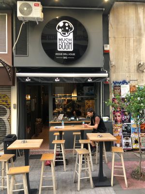 The seating at Mushroom in Thessaloniki