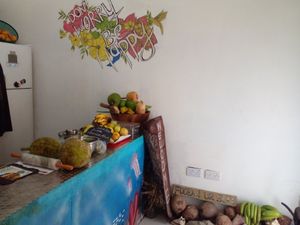 Inside (Fruits and vegetables used to make juices and meals. All organic) at Love Thyself Vegan Kitchen in St Georges
