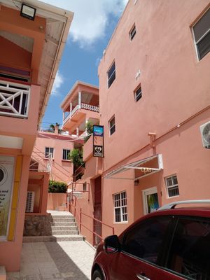 Outside at Love Thyself Vegan Kitchen in St Georges