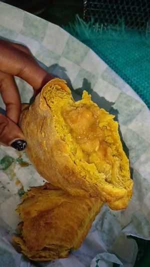 Chickpea and dhal patty at Love Thyself Vegan Kitchen in St Georges