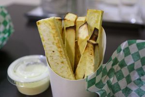 breadfruit fries with garlic aioli at Love Thyself Vegan Kitchen in St Georges