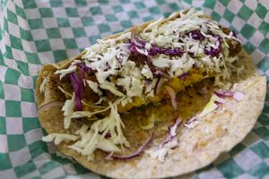 burrito at Love Thyself Vegan Kitchen in St Georges