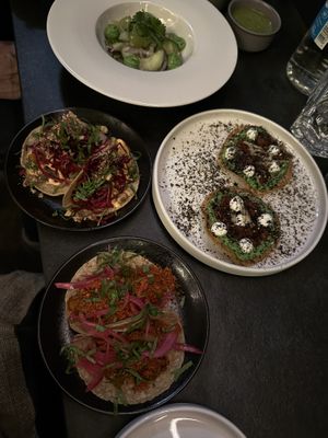 A selection of entrees - tacos and tostadas   at MAMA ZOEE in Heidelberg