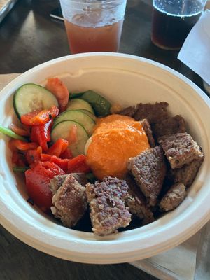 Veganized Bonzo Salad (sub Impossible Burger patty for chicken). Very good. Nice portion size. at Toma Mojo Grill in Richfield