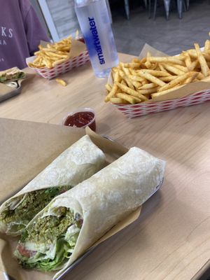 Falafel wrap and Cajun fries (fries portion is big, very cool)  at Gray Leaf Cafe in Freehold