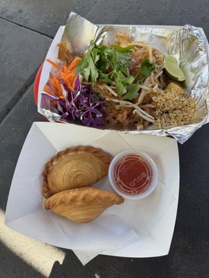Vegan pad Thai & curry puffs   at BKK Pad Thai in Portland