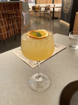Seasonal sake cocktail- ruby citrus flavor  at The Plot in Costa Mesa