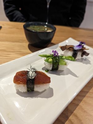 Nigiri sampler at The Plot in Costa Mesa