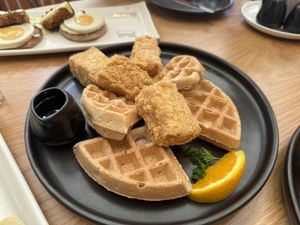 Chicken and waffles  at The Plot in Costa Mesa