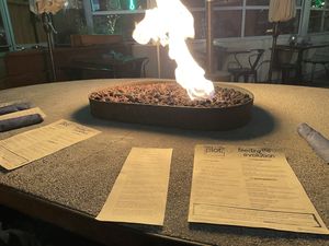 Fireside dining on a brisk winter evening    at The Plot in Costa Mesa