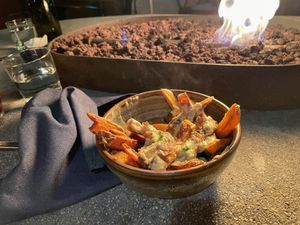 Cheėsy truffle fries were great    at The Plot in Costa Mesa