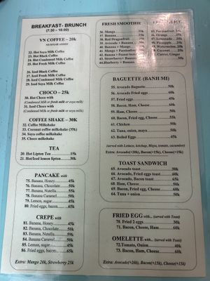 Menu  at May Bowls Mui Ne in Phan Thiet