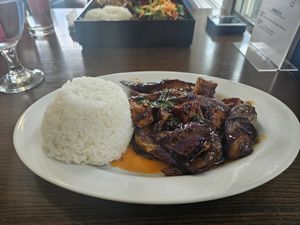 Eggplant basil tofu lunch at Andaman Thai Cuisine in Framingham