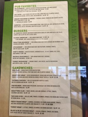 Menu as of April 2018 at SLC - Salt Lake Brewing Co - TA in Salt Lake City