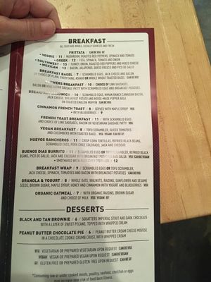 A few explicitly vegan breakfast option at SLC - Salt Lake Brewing Co - TA in Salt Lake City