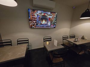 Seating at the back area at Frituur Hazegras in Oostende