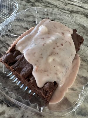 Strawberry chocolate “cake.” A friend asked if this had melted. I got it from their fridge and this is exactly how it looked when I got it.   at Spooky's Swirls in Chandler