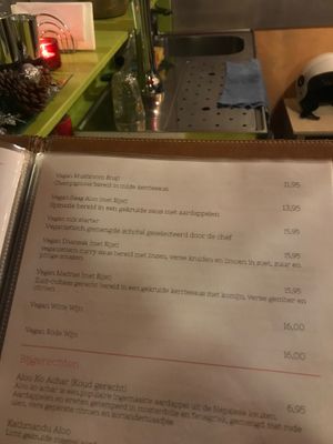 The vegan menu page 2 at Kathmandu Kitchen in Beverwijk